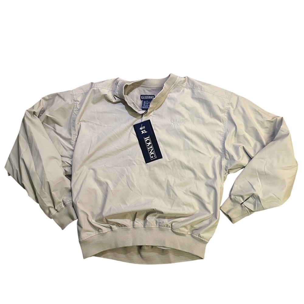 LA Loving Valspar‎ Pullover Windbreaker Jacket Mens XL Beige Lightweight Golf